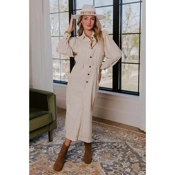 Together Is Better Cream Dress Sz M - Picture 4 of 9